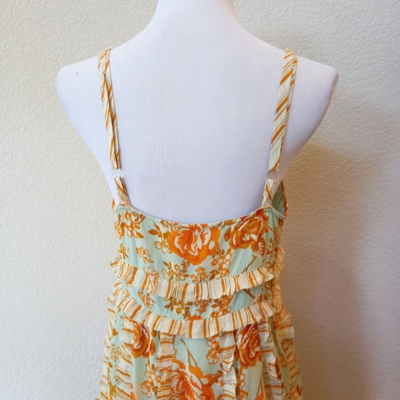 🍊 Dolce Cabo blue green and orange floral ruffle dress - Picture 5 of 8